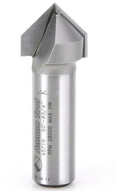Amana Tool 45716 Carbide Tipped V Groove 90 Deg x 3/4 D x 3/8 CH x 1/2 Inch SHK Router Bit